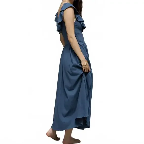 ae sunchaser knit drop waist midi dress Green Evening Dress, Wedding Guest Dress, Puff Sleeve Dress, Fairy Dre –  formalgowns main image 1